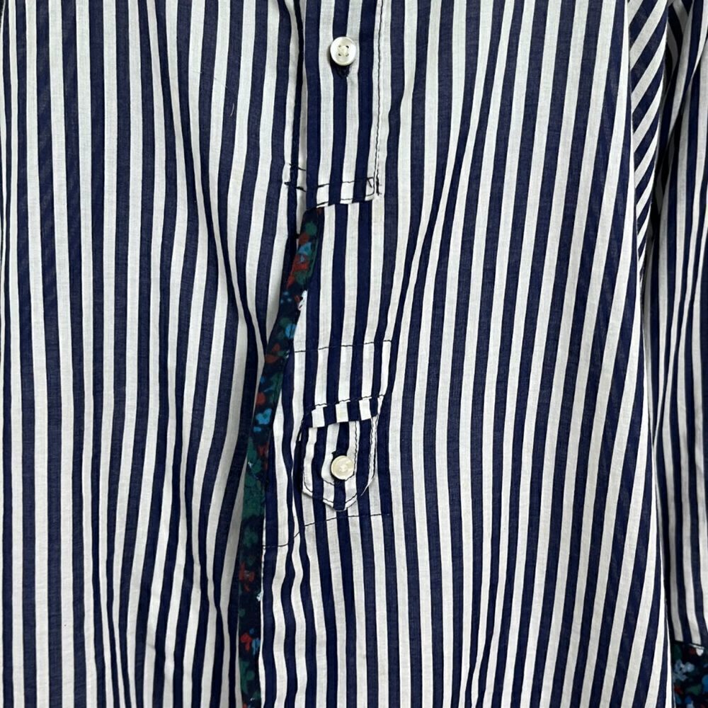 Holding Horses Women's Size M Button Stripped Floral Cotton Blouse Top Nautical - Picture 10 of 15